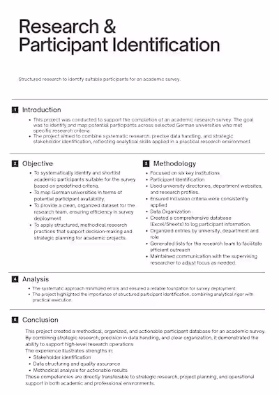 Research & Participant Identification Supported a PhD candid...