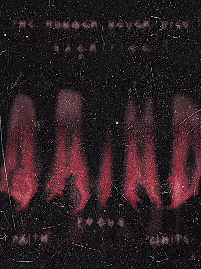 SACRIFICE, FOCUS, FAITH, and LIMITS Jagged red claws slash t...