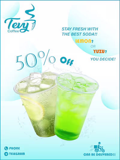 A Promotion Advertisement for fresh lemon soda drinks