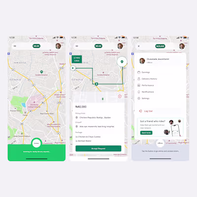 Designed a rider logistics app