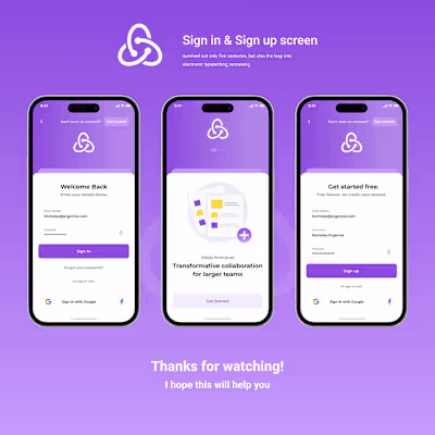 Sign in & Sign up screen