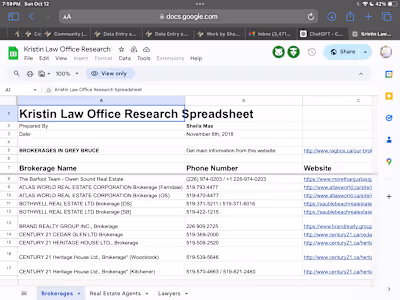 Kristin Law Office Research Spreadsheet
