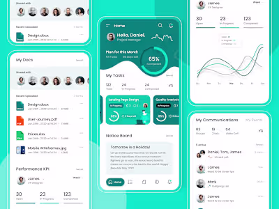 Project management App and Dashboard Design