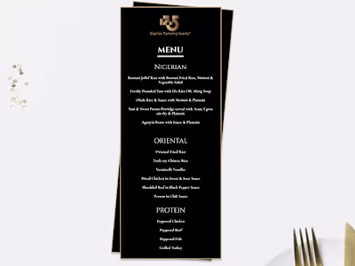 Menu card for Nigerian Marketing Awards