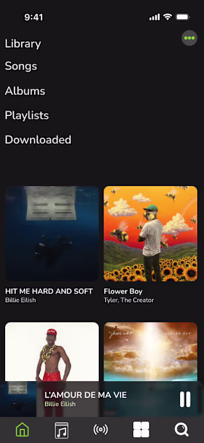 Modern Music Streaming App Design Practice