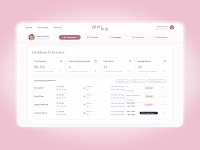 GlamHub for Artists – Bridal Beauty Dashboard