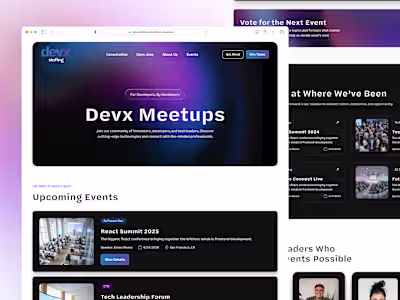 DevX Meetups Landing Page
