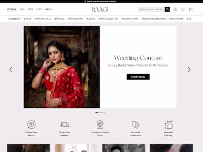 Raagi Fashion web design