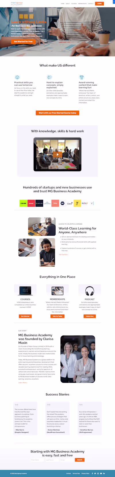 Kajabi Website for Course Academy