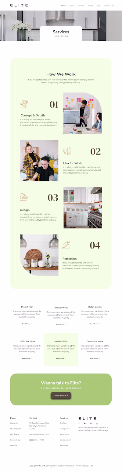 Elite (interior website) UI project with all pages
