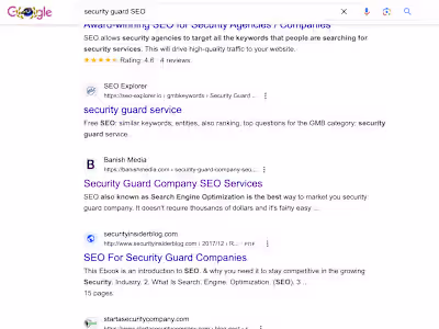 Top Ranking for "Security Guard SEO" in 2 Months