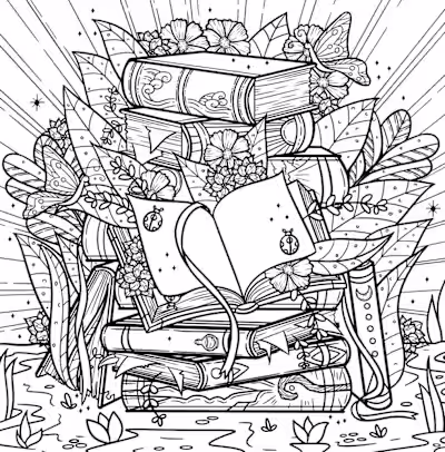 Bookish Coloring Page