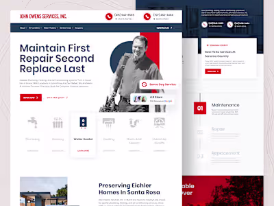 Modern Hvac website design, for John Owens Services