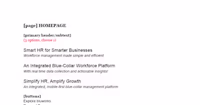 Website Copy for Blue Collar HR B2B SaaS