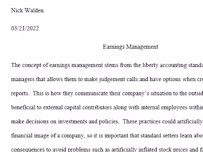 Academic Analysis of Earnings Management