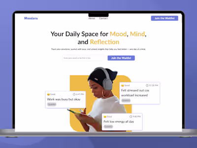 Moodara Waitlist Landing Page