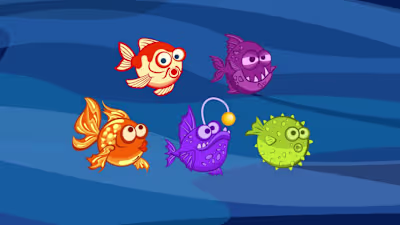 Fishes Characters - Rive animations for FeedTheFish mobile game