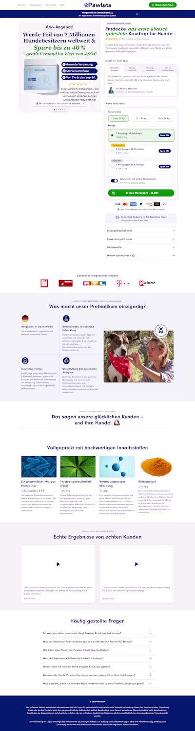 Pet Product Page Design