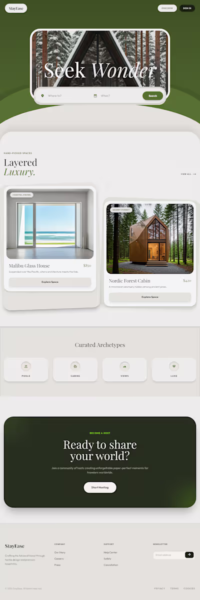 StayEase UI Redesign – Papercut Concept A premium StayEase w...