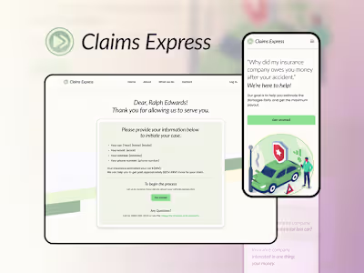 Claims Express - Landing page on Behance