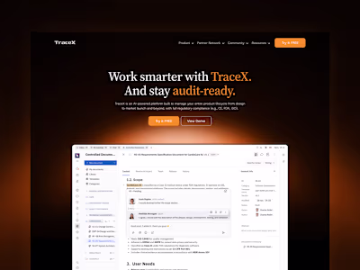 Hero Section Redesigned for TraceX.co (https://TraceX.co) in...