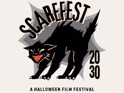 Halloween Logo in Black Grey Beige Vintage Comic Style