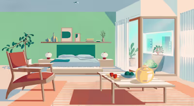Huergo 475 - Character & background illustration