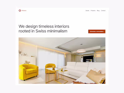 Aether: A Minimalist Website Concept for Interior Designers
