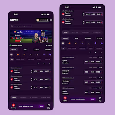 Sports App Design Played around with Jitter