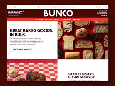 Bunco Bakery - Landing Page
