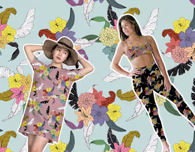 Tropical Blooms: Bold Florals with Ink Outline