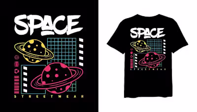 Space Streetwear and Graffiti T-Shirt Design.