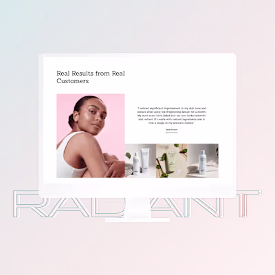 RADIANT Landing Page Web Design
