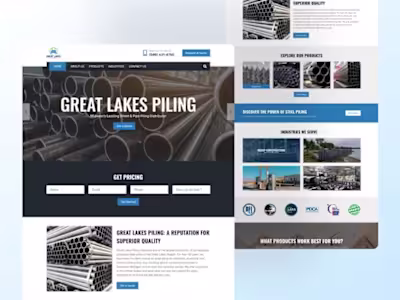 Great Lakes Piling - Landing Page Revamp for Enhanced Product