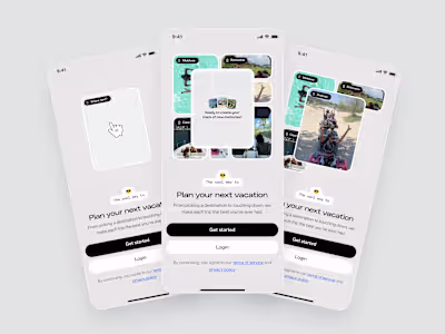 Onboarding screen for a travel