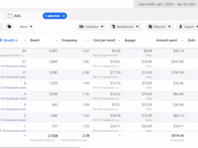 Work on Lead generation for local spa