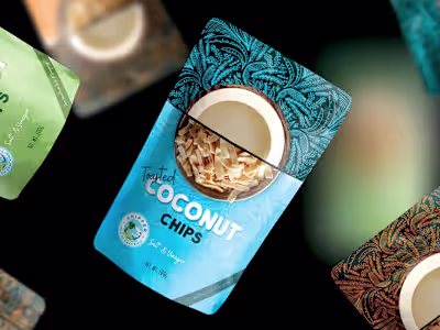 Product packaging for a snacks brand