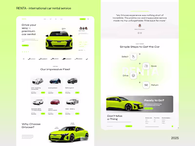 Modern Car Rental Website Design for Renta in Framer