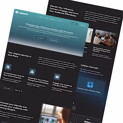 Landing page to help brands and creators elevate their influence