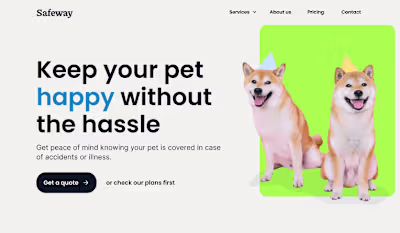 Web design for Pet Insurance: Safeway