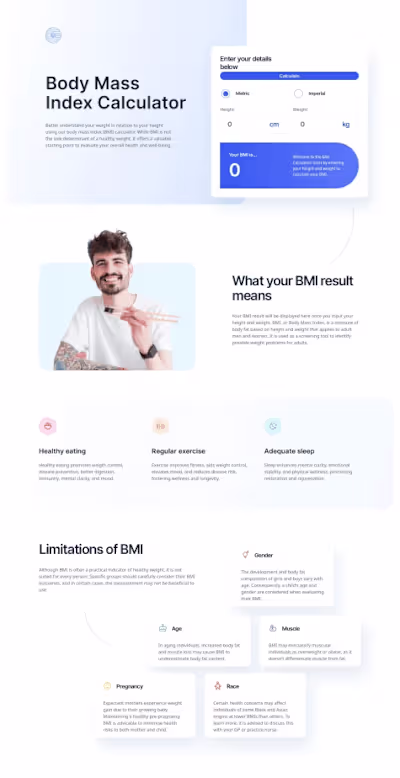 BMI Calculator App Landing Page
