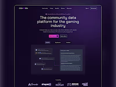 Cohezion - Landing Page Design for AI Gaming Community Platform