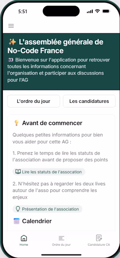 Application for managing an NGO