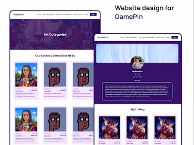 GamePIN NFT Website Design and Development