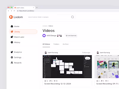 Lodom Screen Recorder - Dashboard Library