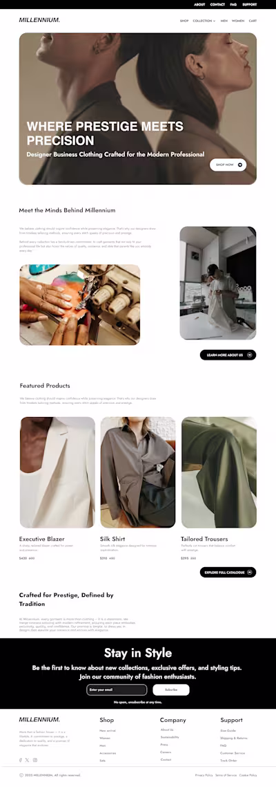 Millennium-Luxury Fashion E-commerce Landing Page.