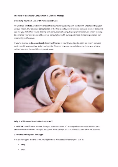 Personalized Skincare Consultation at Glamrus Medspa