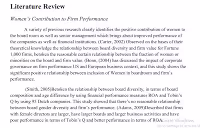 I wrote literature review for