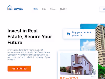 A landing page designed for