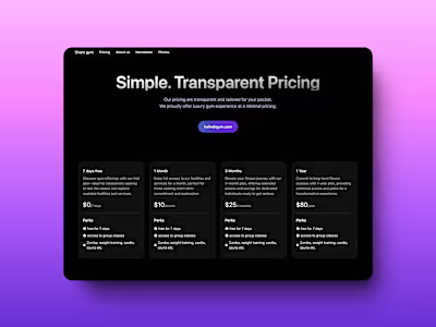 Gym website UI design